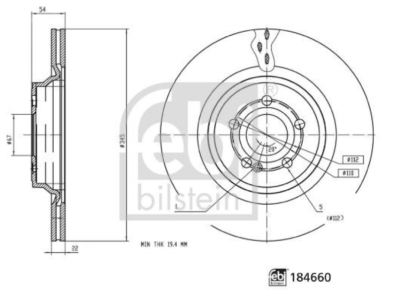 FEBI BILSTEIN 184660 Bremsscheibe für Mercedes-Benz