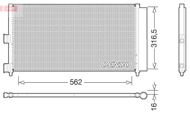 DENSO DCN09072 Kondensator A/C FIAT PUNTO (188_) 1.2 60 (188.030, .050, .130, .150, .230, .250) (1999 - 2010)