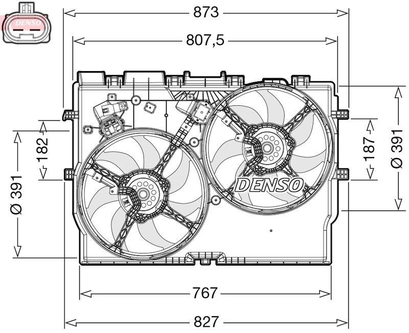 DENSO DER09310 Kühlerlüfter FIAT DUCATO Platform/Chassis (250_, 290_) 3.0 D Multijet 160 3.0 (00-)