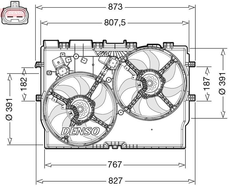 DENSO DER09311 Kühlerlüfter FIAT DUCATO Box (250_, 290_) 2.3 D Multijet 120 2.3 (00-)