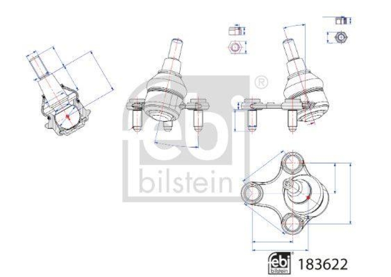 FEBI BILSTEIN 183622 Traggelenk mit Schrauben und Muttern für VW-Audi