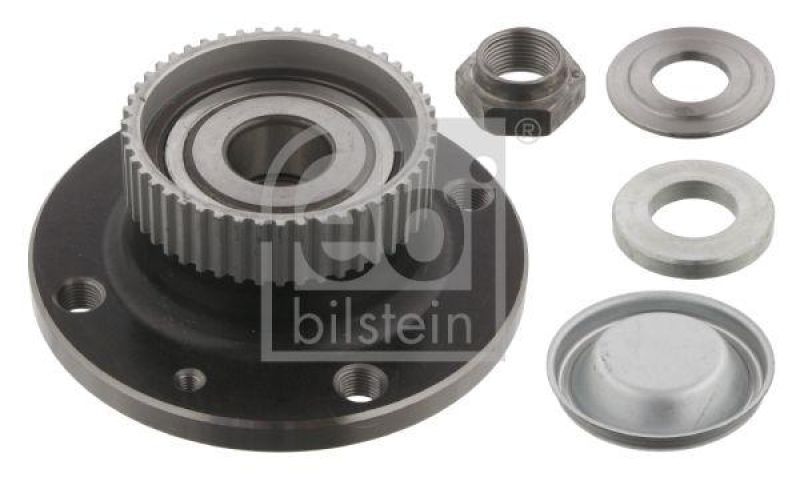 FEBI BILSTEIN 34923 Radlagersatz mit Radnabe, ABS-Impulsring und Anbaumaterial für Peugeot