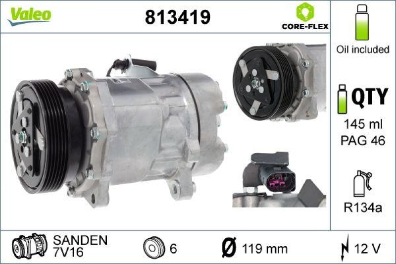 VALEO 813419 Kompressor VW Caddy III,Sharan,Multiv. V