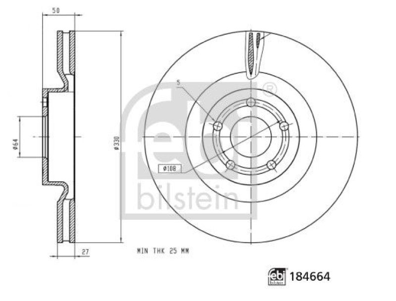 FEBI BILSTEIN 184664 Bremsscheibe für Ford