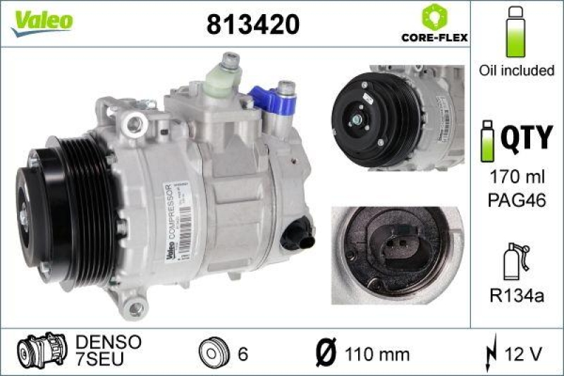 VALEO 813420 Kompressor MERCEDES Classe E, Classe S