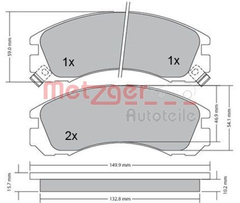 METZGER 1170135 Bremsbelagsatz, Scheibenbremse WVA 21 363