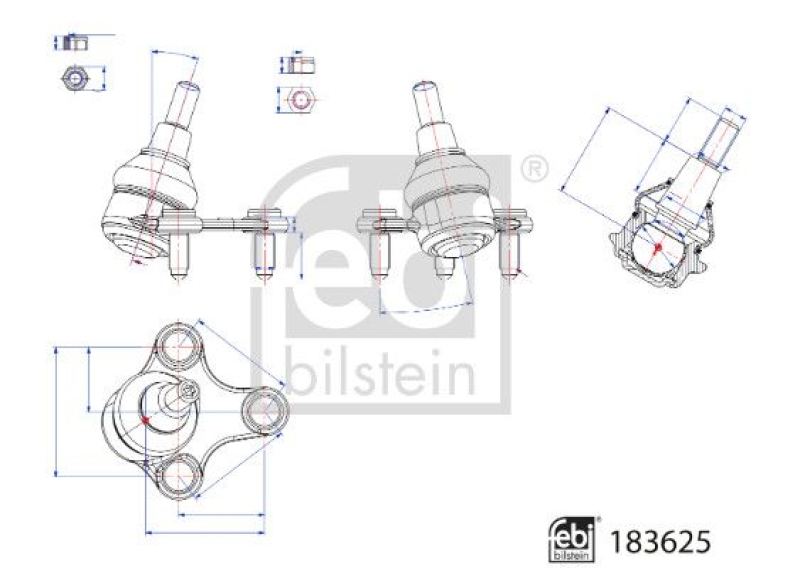 FEBI BILSTEIN 183625 Traggelenk mit Schrauben und Muttern für VW-Audi