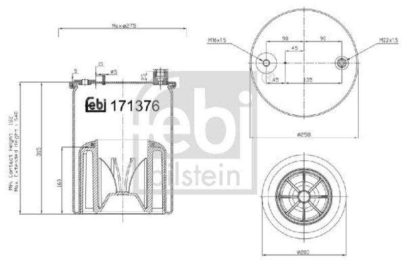 FEBI BILSTEIN 171376 Luftfederbalg mit Kunststoffkolben für Mercedes-Benz