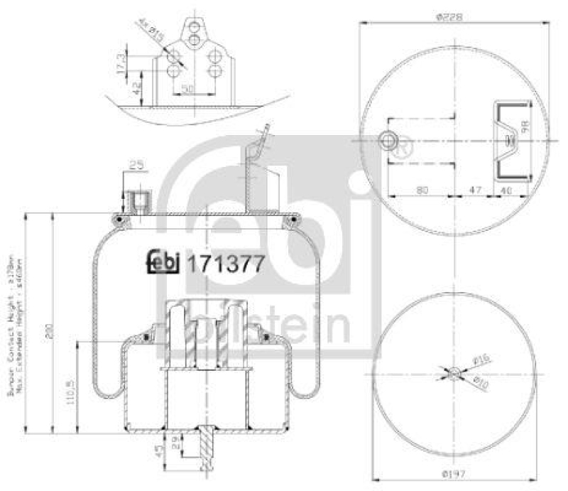 FEBI BILSTEIN 171377 Luftfederbalg mit Stahlkolben und Kolbenstange für RENAULT (RVI)