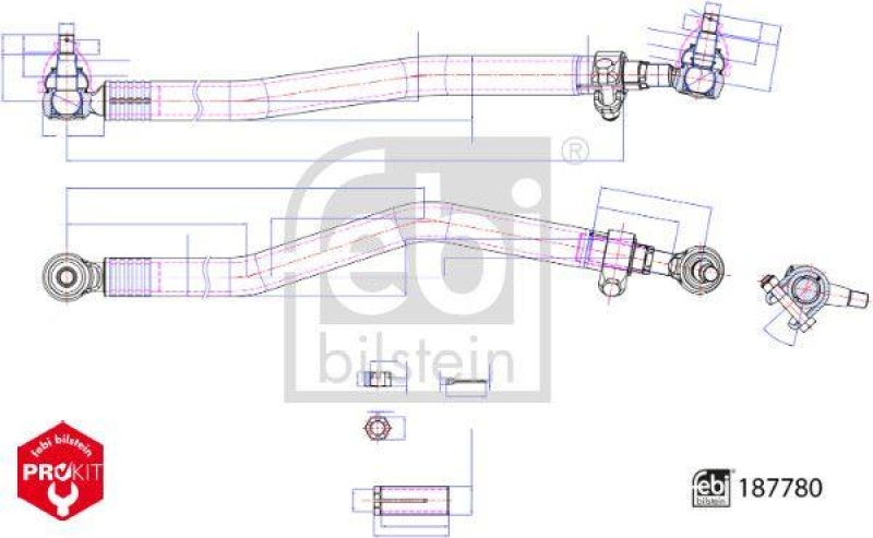 FEBI BILSTEIN 187780 Lenkstange mit Kronenmuttern und Splinten f&uuml;r Volvo