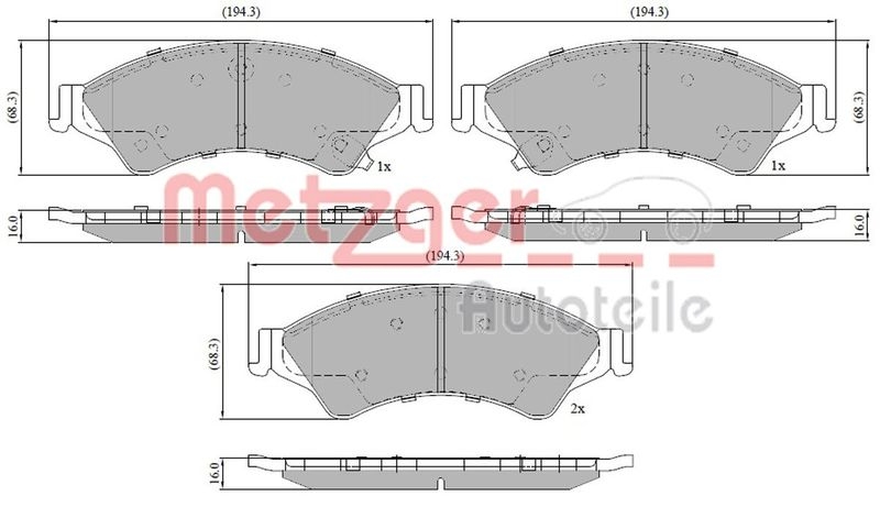 METZGER 1170946 Bremsbelagsatz, Scheibenbremse WVA 25 632