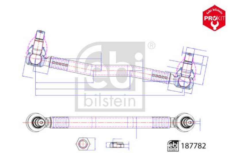 FEBI BILSTEIN 187782 Lenkstange mit Sicherungsmuttern für Mercedes-Benz