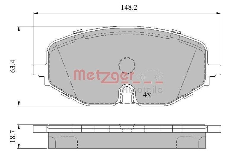 METZGER 1170949 Bremsbelagsatz, Scheibenbremse WVA 26 169