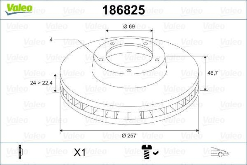 VALEO 186825 Bremsscheibe