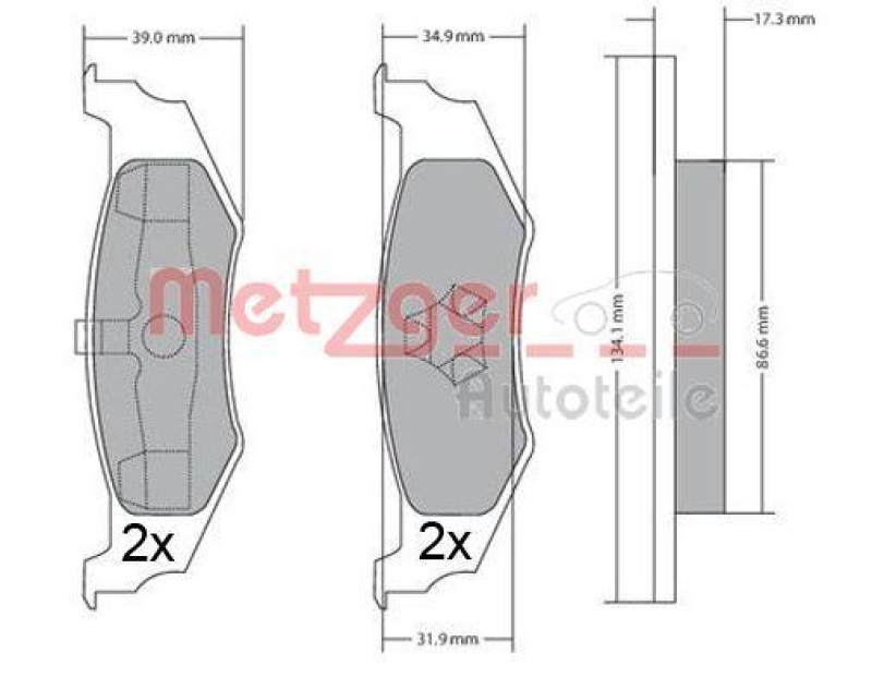 METZGER 1170320 Bremsbelagsatz, Scheibenbremse WVA 23 561