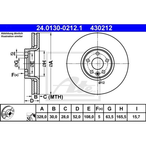 ATE 24.0130-0212.1 Bremsscheibe für VOLVO XC60 (08-)