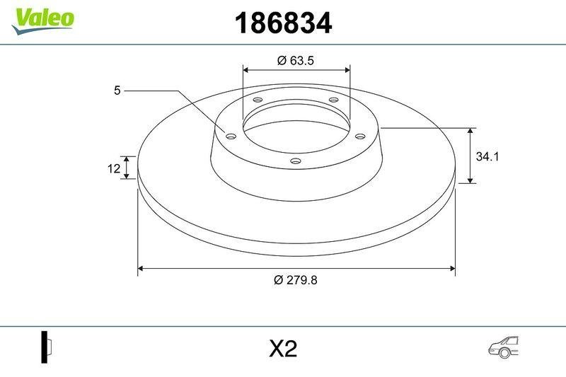 VALEO 186834 Bremsscheibe