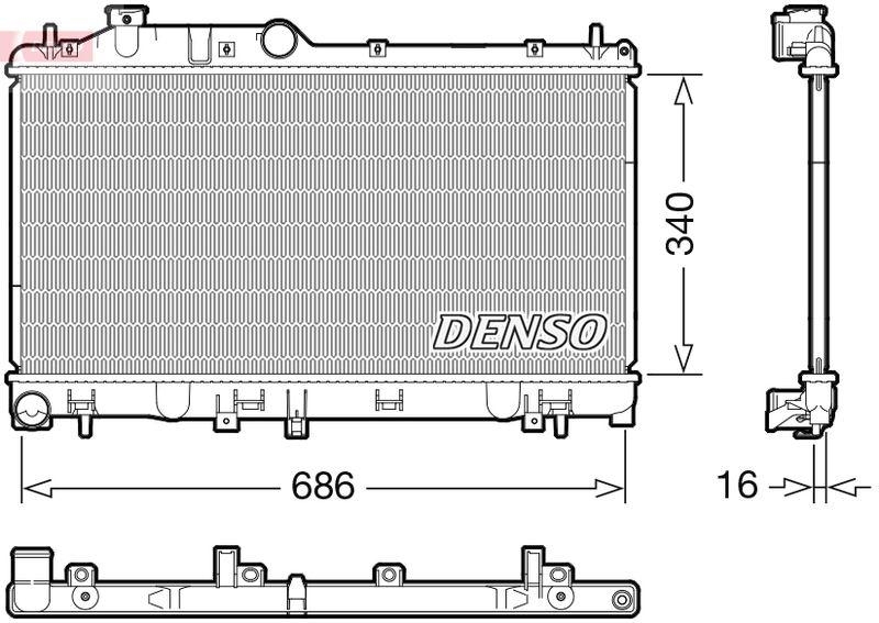 DENSO DRM36025 Kühler SUBARU IMPREZA Hatchback (GR, GH, G3) 2.5 WRX STI AWD (08-13)