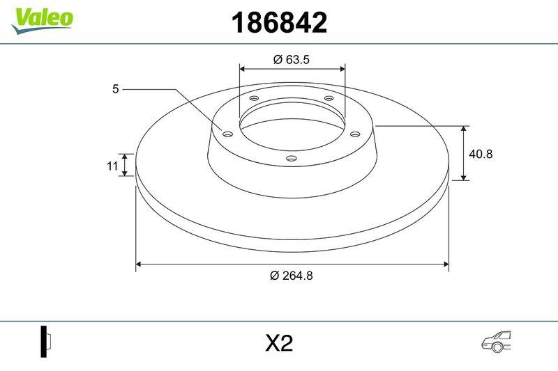 VALEO 186842 Bremsscheibe