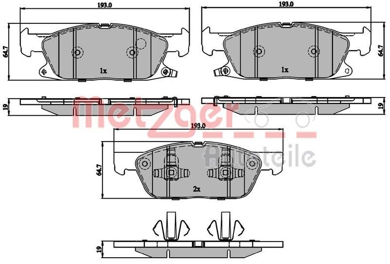 METZGER 1170848 Bremsbelagsatz, Scheibenbremse WVA 22 412