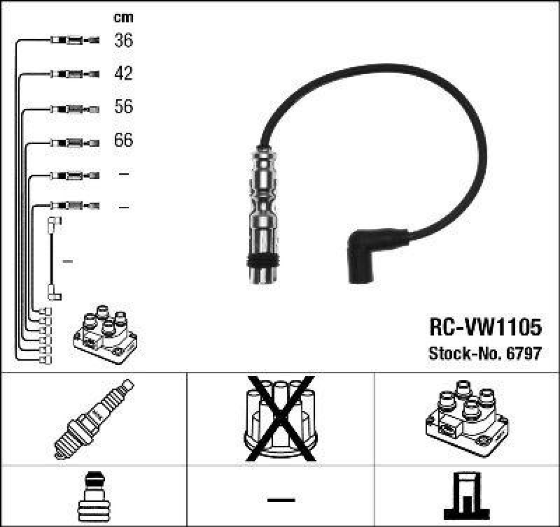 NGK 6797 Zündleitungssatz RC-VW1105 |Zündkabel