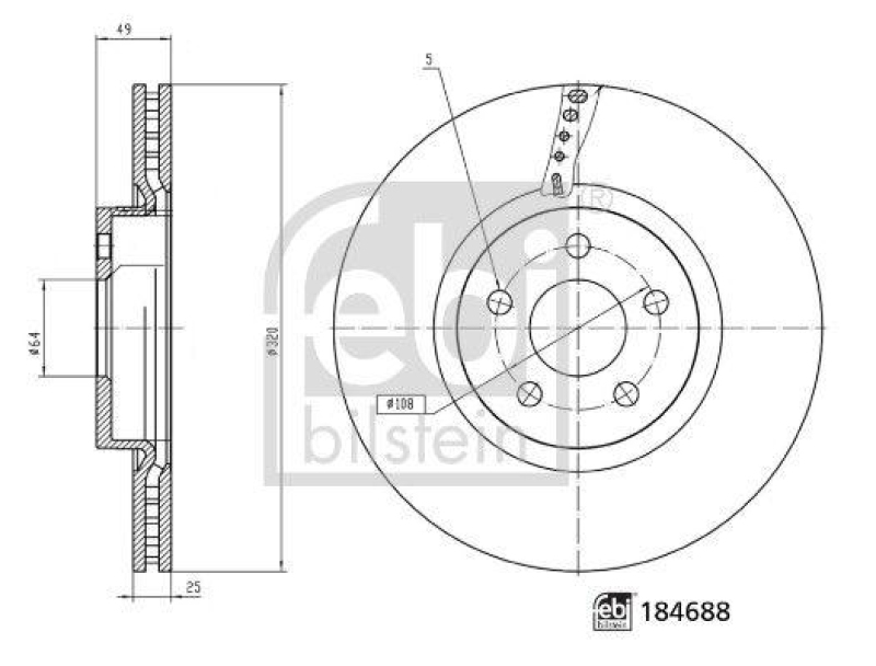 FEBI BILSTEIN 184688 Bremsscheibe für Ford