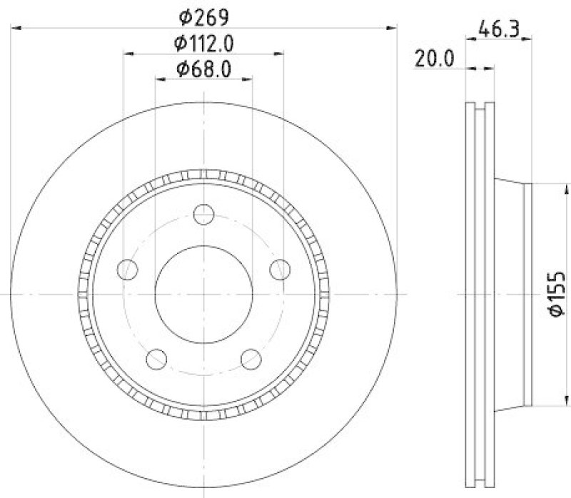 HELLA 8DD 355 101-351 Bremsscheibe 53949