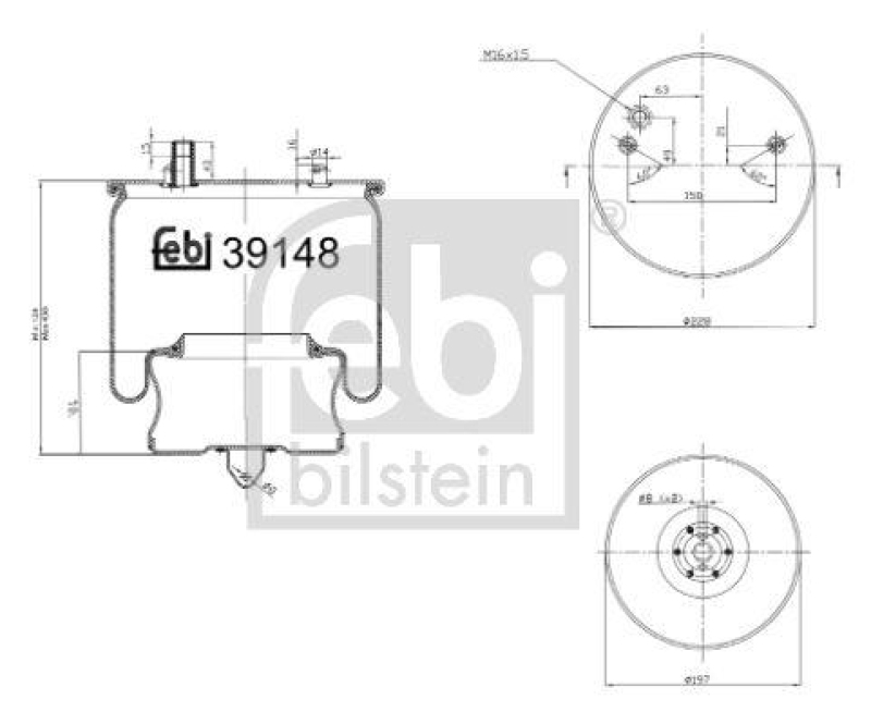 FEBI BILSTEIN 39148 Luftfederbalg mit Stahlkolben für Volvo