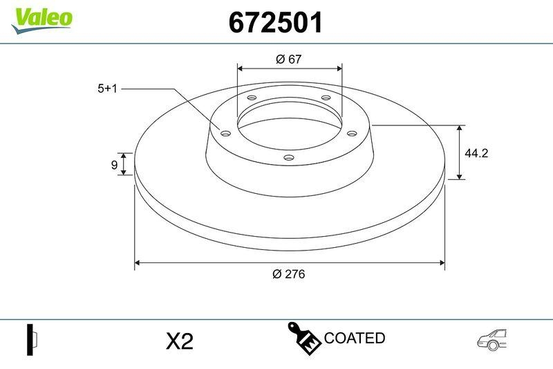 VALEO 672501 Bremsscheibe COATED