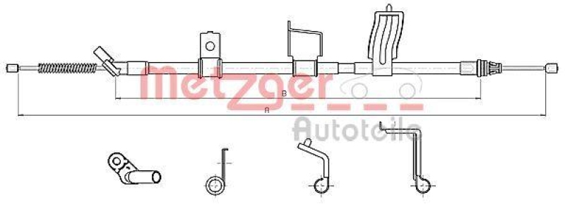 METZGER 17.0330 Seilzug, Feststellbremse für NISSAN hinten rechts