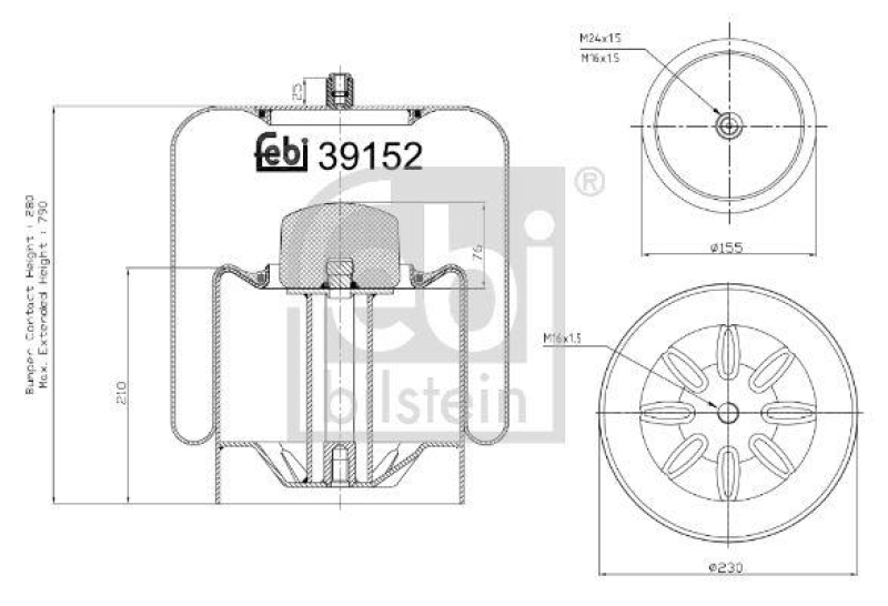 FEBI BILSTEIN 39152 Luftfederbalg mit Stahlkolben für Mercedes-Benz