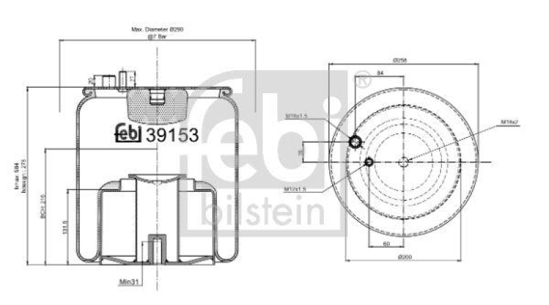 FEBI BILSTEIN 39153 Luftfederbalg mit Stahlkolben für M A N