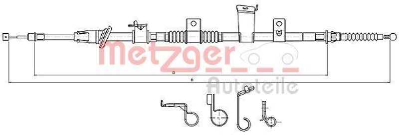 METZGER 17.2300 Seilzug, Feststellbremse für CITROEN/MITSUBISHI hinten rechts