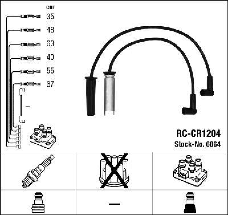 NGK 6864 Zündleitungssatz RC-CR1204 |Zündkabel