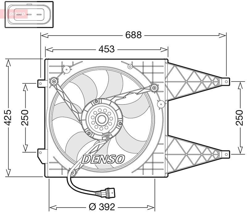 DENSO DER32016 Kühlerlüfter VW POLO (9N_) 1.2 12V 1.2 (00-07)