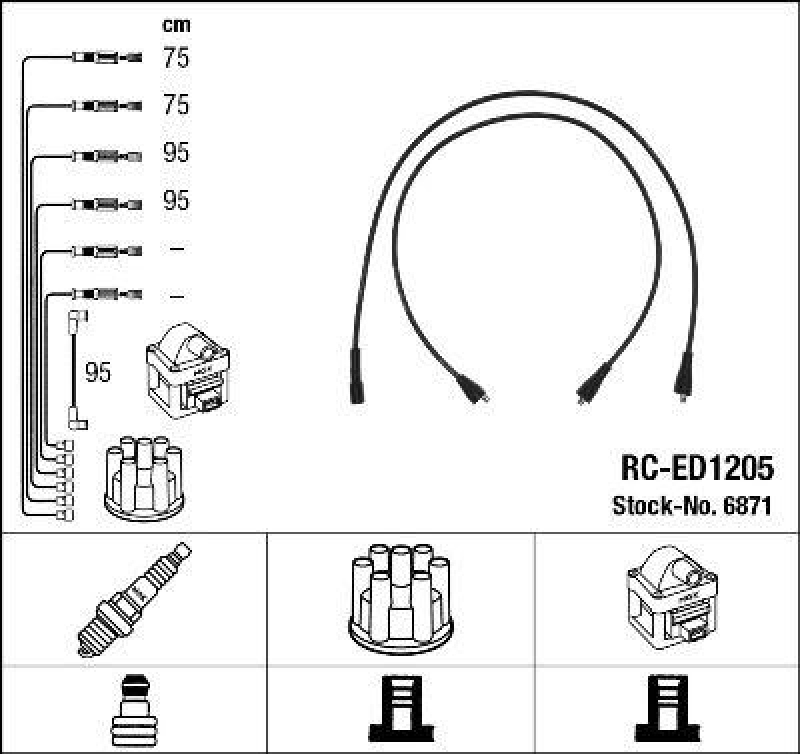 NGK 6871 Zündleitungssatz RC-ED1205 |Zündkabel