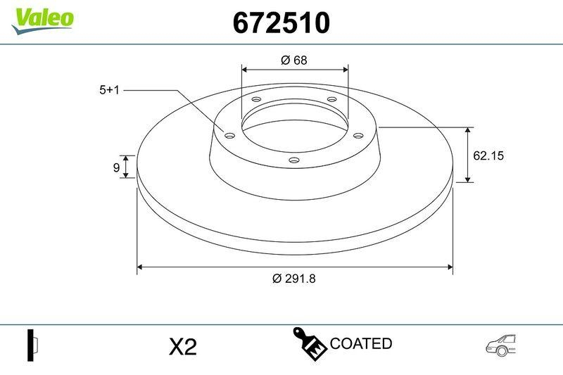 VALEO 672510 Bremsscheibe COATED