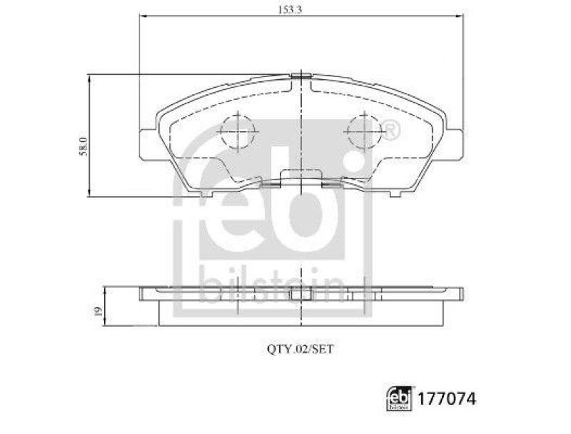 FEBI BILSTEIN 177074 Bremsbelagsatz für MITSUBISHI