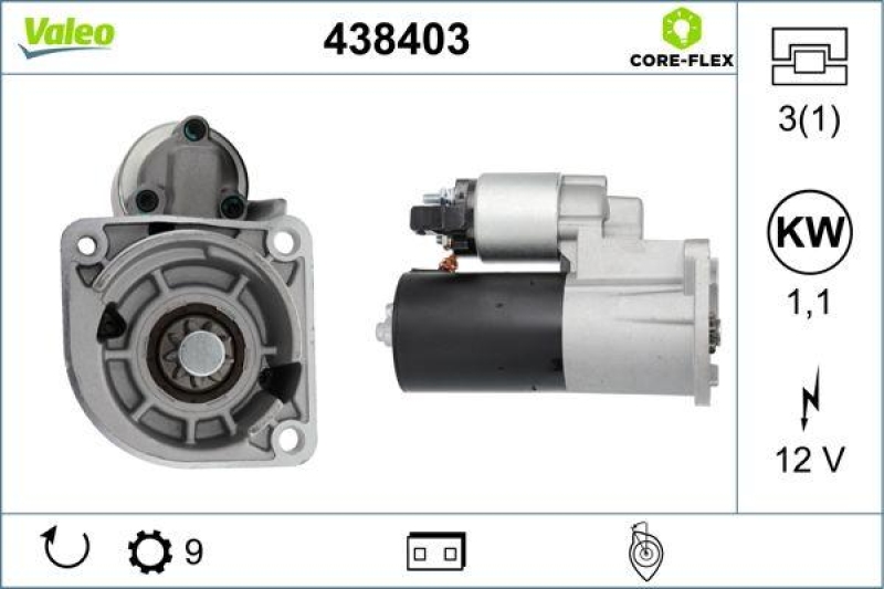 VALEO 438403 Starter - CORE-FLEX VW