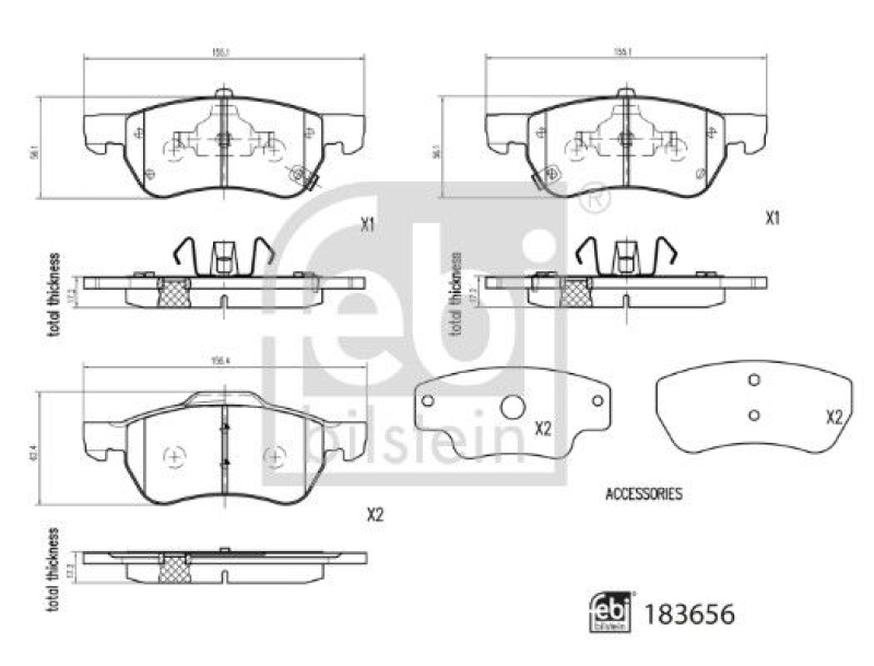 FEBI BILSTEIN 183656 Bremsbelagsatz für MG