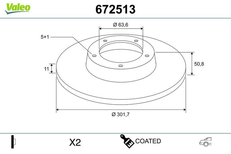 VALEO 672513 Bremsscheibe COATED