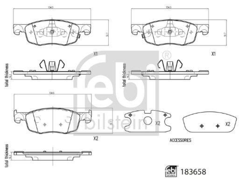 FEBI BILSTEIN 183658 Bremsbelagsatz für TOYOTA