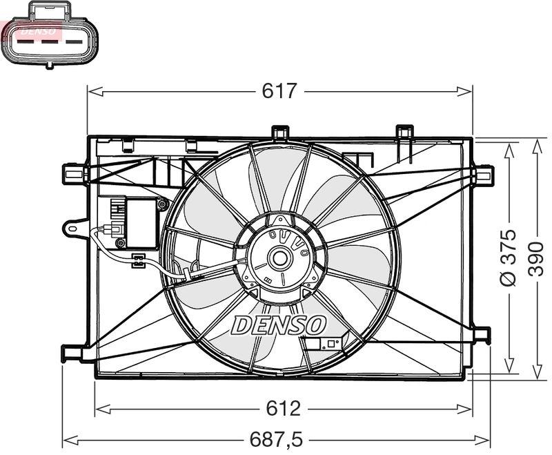 DENSO DER50003 Kühlerlüfter TOYOTA COROLLA Saloon (_E21_) 1.6 (19-21)