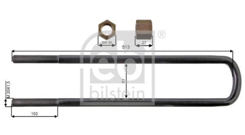 FEBI BILSTEIN 39179 Federbügel mit Mutternuniversell verwendbar