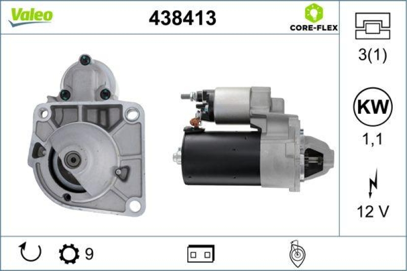 VALEO 438413 Starter - CORE-FLEX - Doblo, Punto,