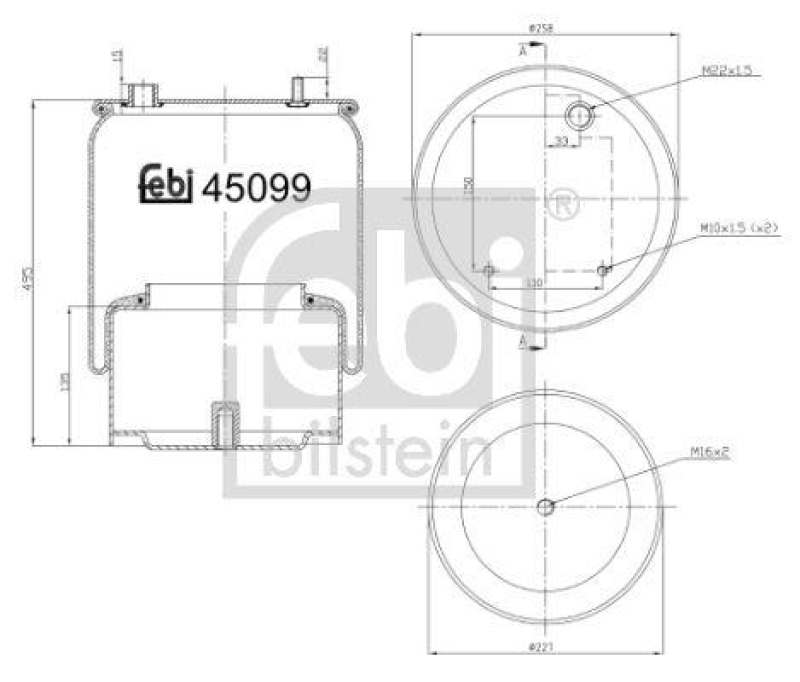 FEBI BILSTEIN 45099 Luftfederbalg mit Stahlkolben für DAF