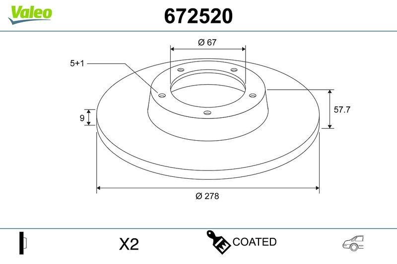 VALEO 672520 Bremsscheibe COATED