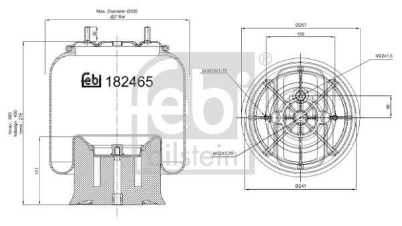 FEBI BILSTEIN 182465 Luftfederbalg mit Kunststoffkolben für VALX