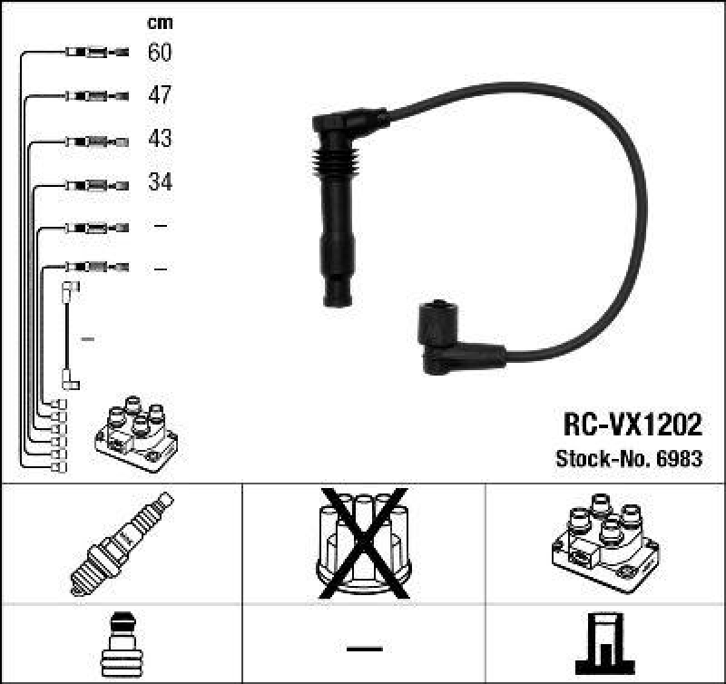 NGK 6983 Zündleitungssatz RC-VX1202 |Zündkabel