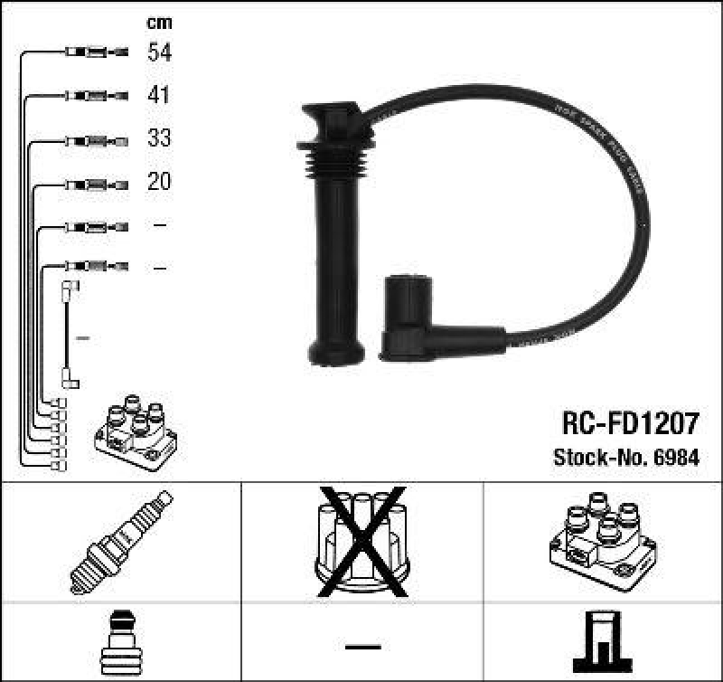 NGK 6984 Zündleitungssatz RC-FD1207 |Zündkabel